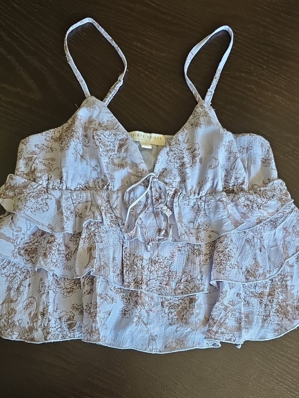 Light Lavender Floral Ruffle Cami with Adjustable Straps